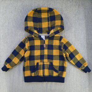 💙5/$20💙 Carter's Plaid Baby Boy Zip-up Fleece Hoodie Size 9 Months